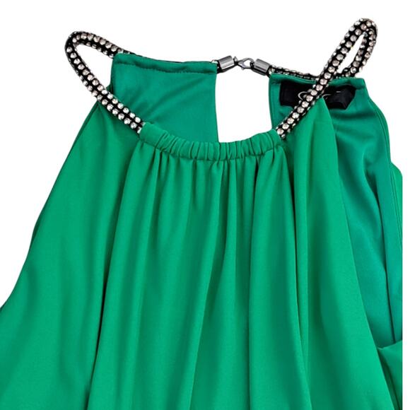 Jessica Simpson Green Tulip Hem Embellished Halter Neckline Size 10 - Picture 3 of 11